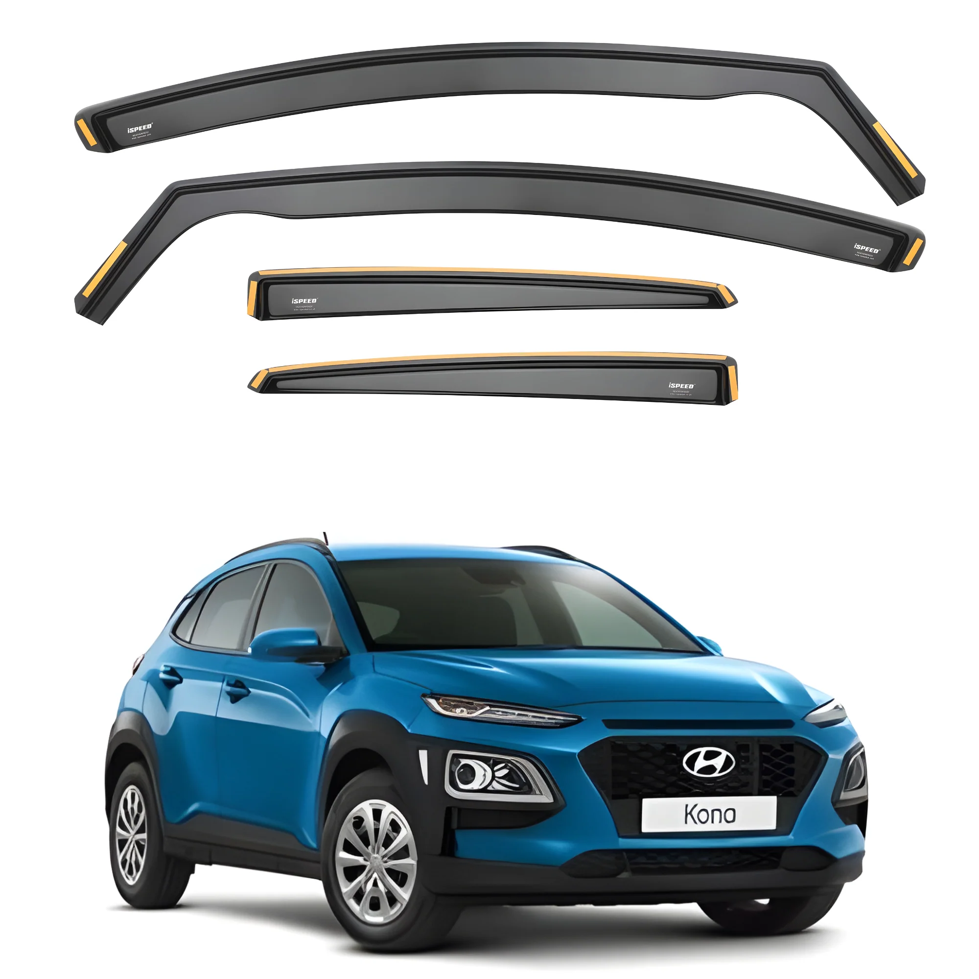 Hyundai Kona MK1 2017-2023 Wind Deflectors 4pc Set - Image 3