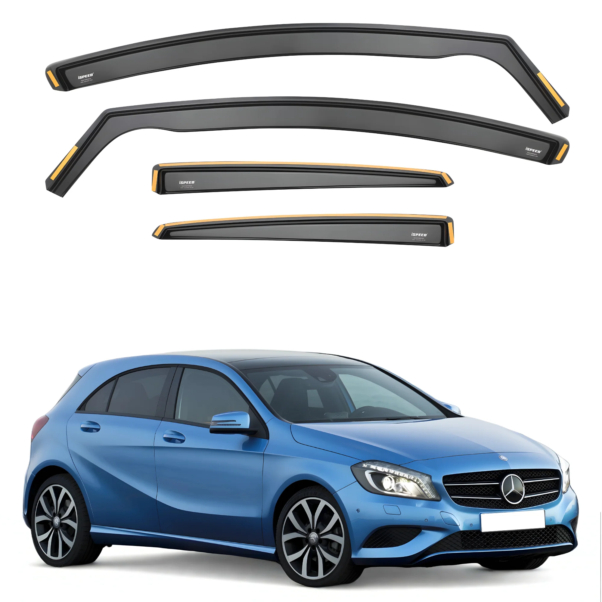 Mercedes A-Class W176 2012-2018 5-Door Hatchback Wind Deflectors 4pc Set - Image 3