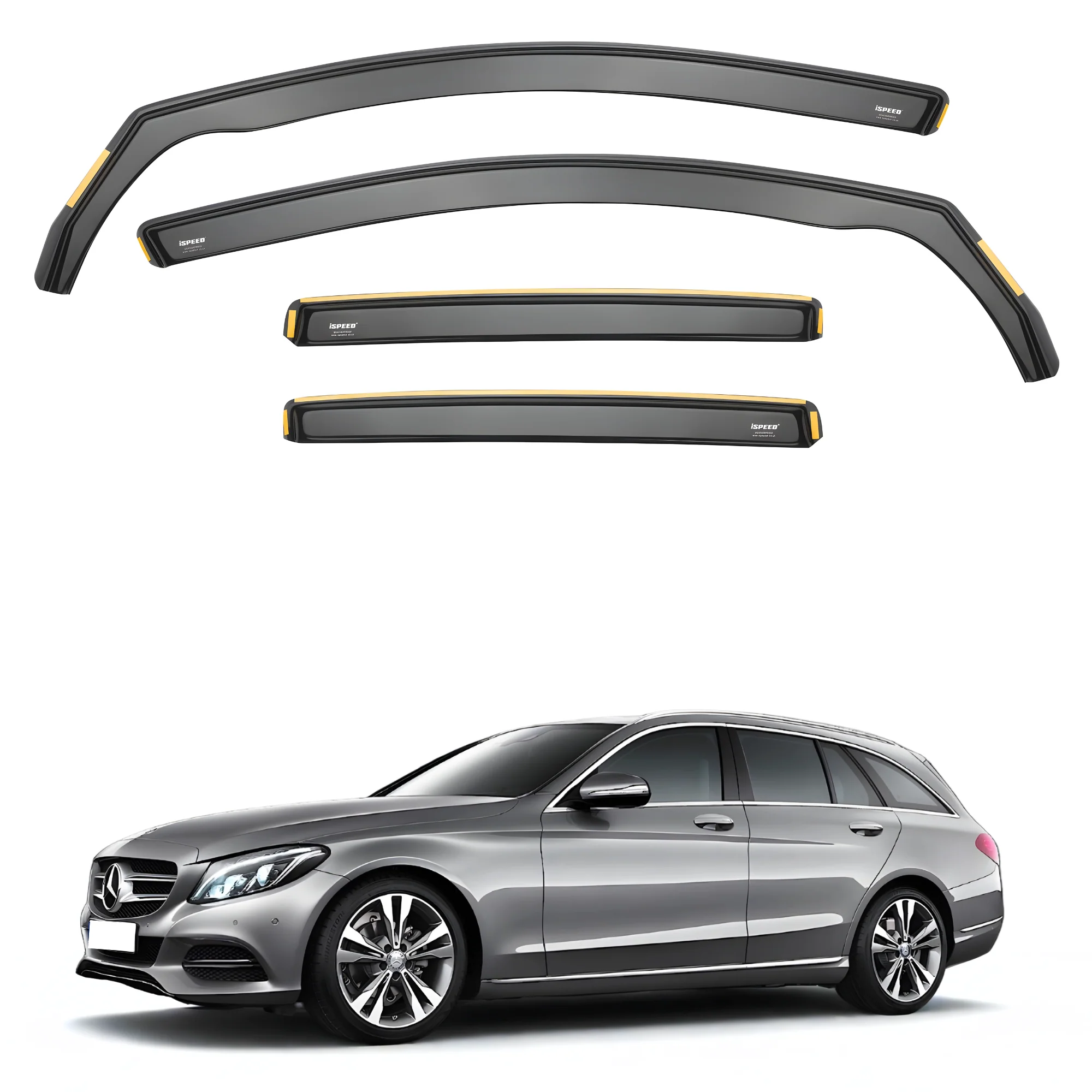 Mercedes C-Class W205 2014-2021 5-Door Estate Wind Deflectors 4pc Set