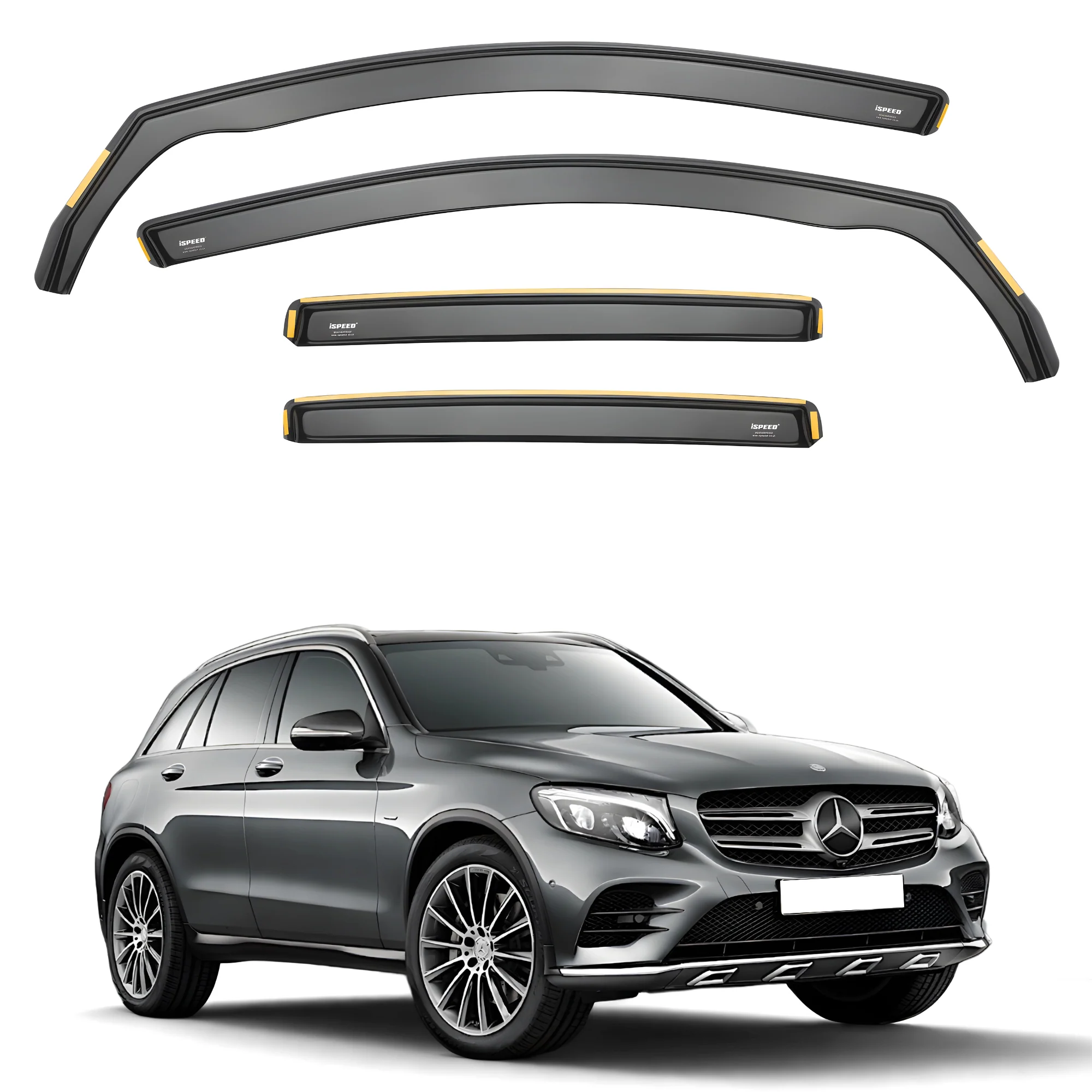 Mercedes GLC MK1 X253 2016-2022 5-Door SUV Wind Deflectors 4pc Set (Does Not Fit Coupe) - Image 2