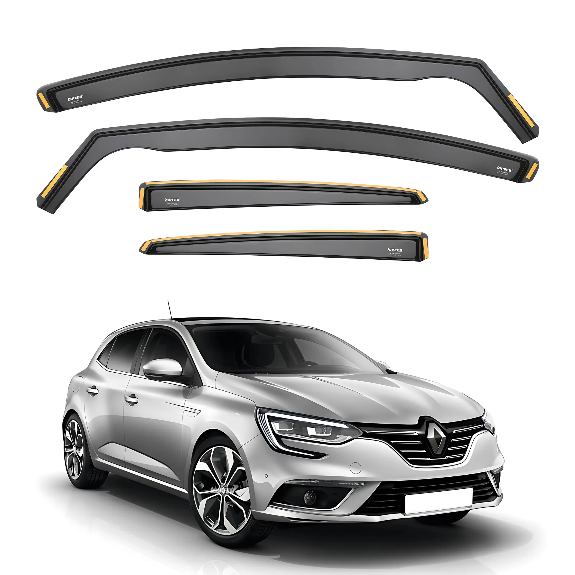 Renault Megane MK4 2016-2024 5-Door Hatchback Wind Deflectors 4pc Set - Image 2