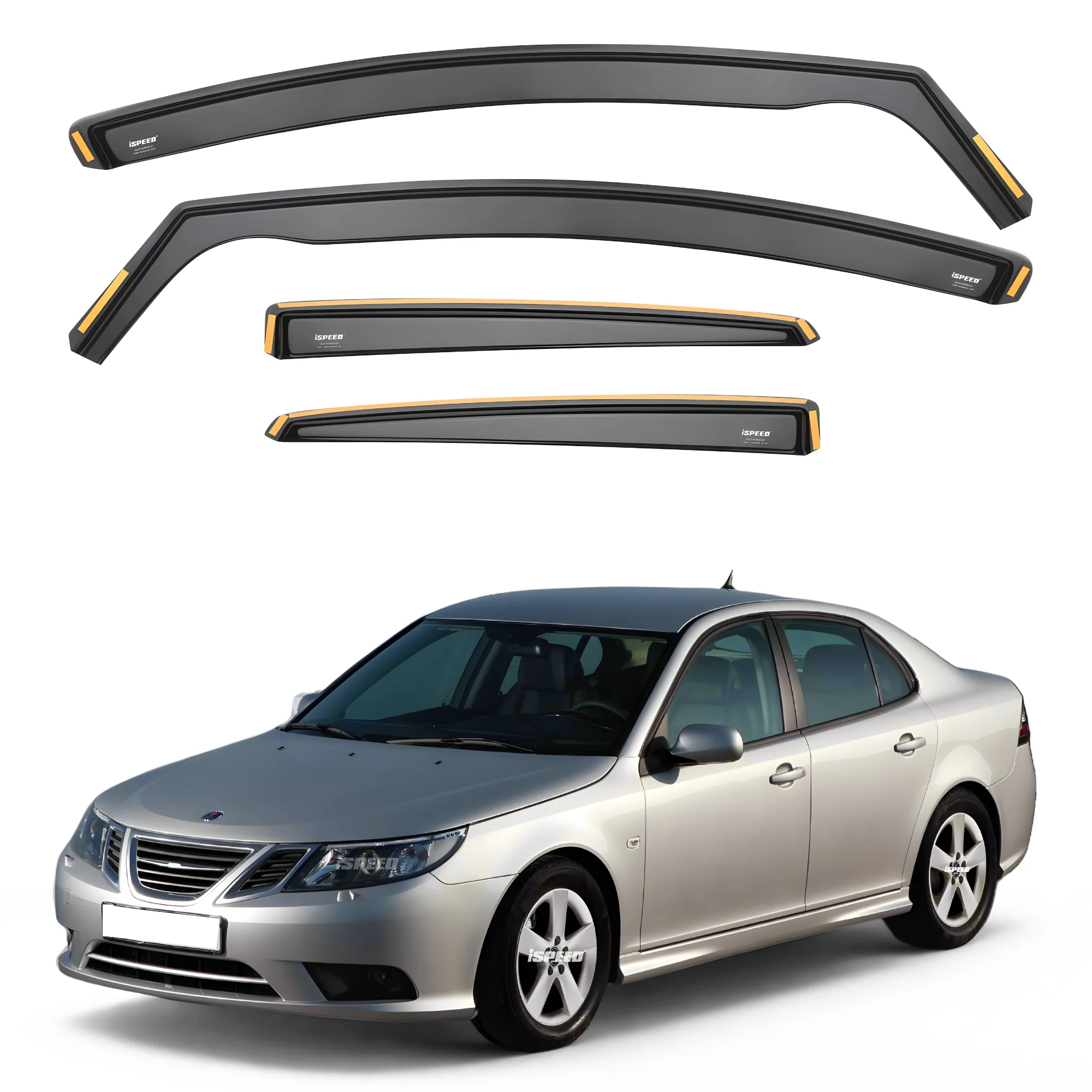 Saab 9-3 2002-2014 4-Door Saloon Wind Deflectors 4pc Set