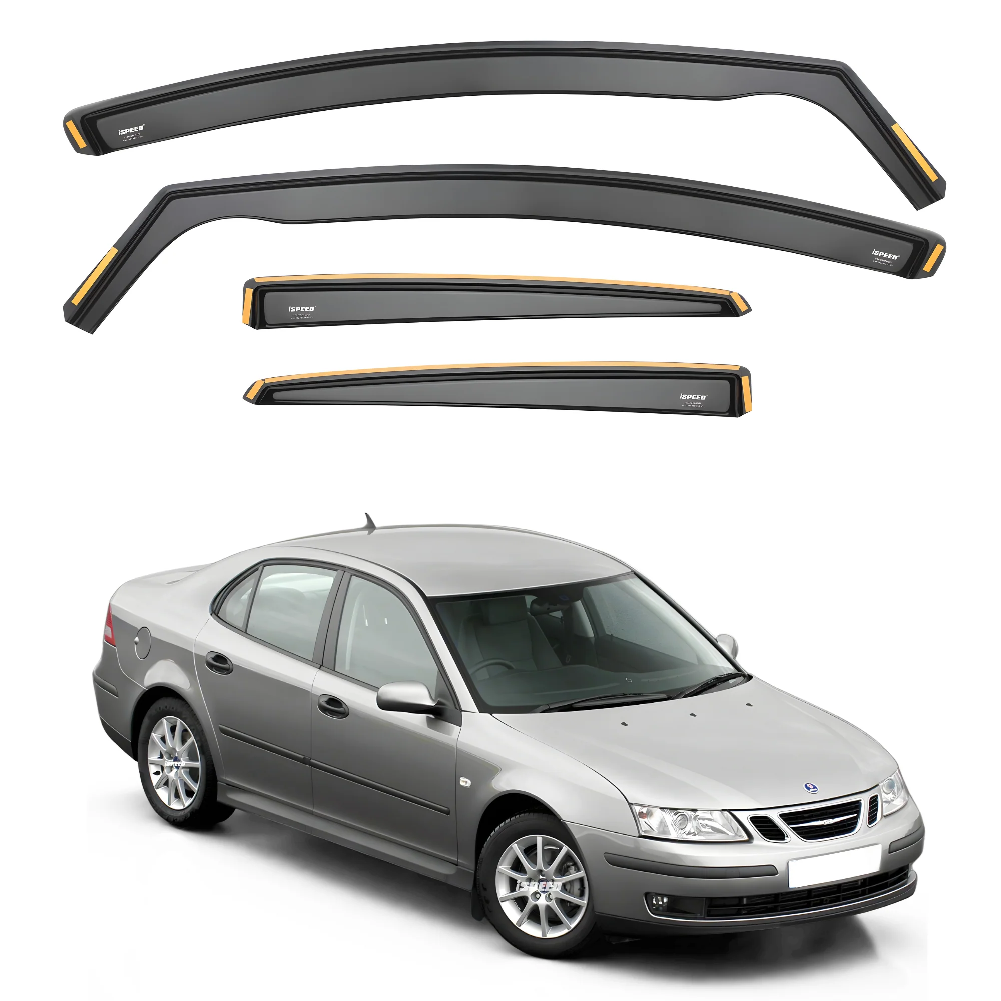 Saab 9-3 2002-2014 4-Door Saloon Wind Deflectors 4pc Set - Image 2