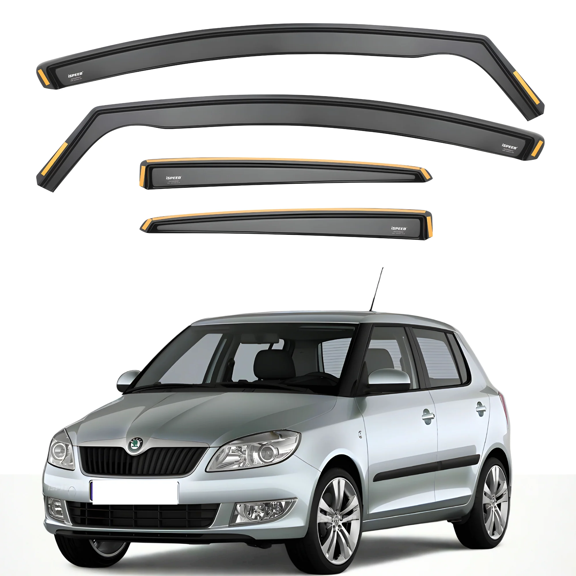 Skoda Fabia MK2 2007-2014 5-Door Hatchback Wind Deflectors 4pc Set - Image 2