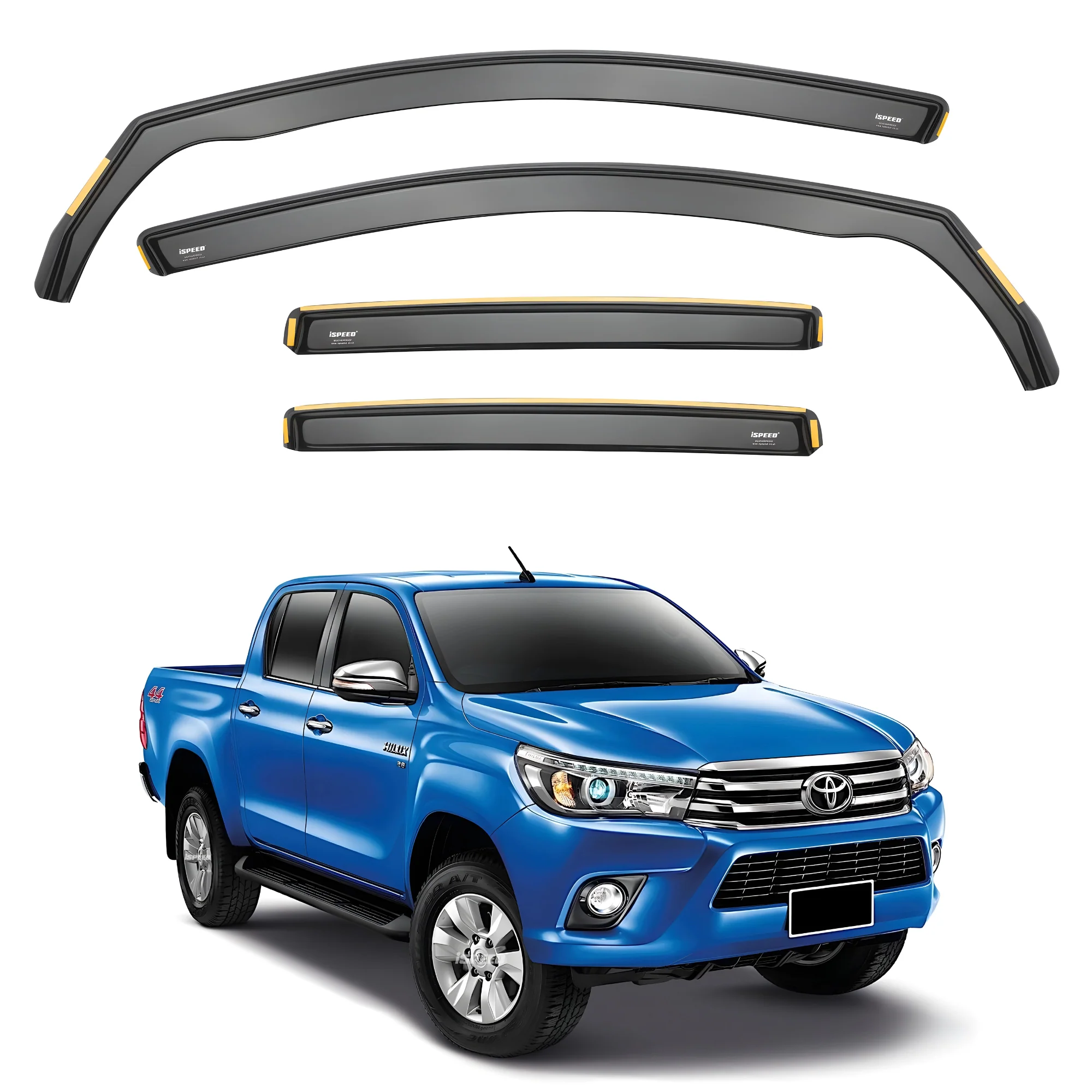 Toyota Hilux MK8 2015-2024 4-Door Double Cab Wind Deflectors 4pc Set - Image 2