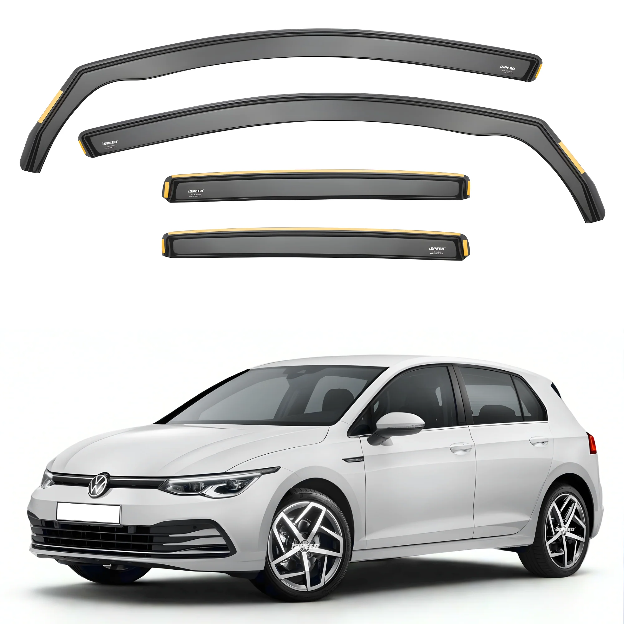 VW Golf MK8 2020-2025 5-Door Hatchback Wind Deflectors 4pc Set - Image 2