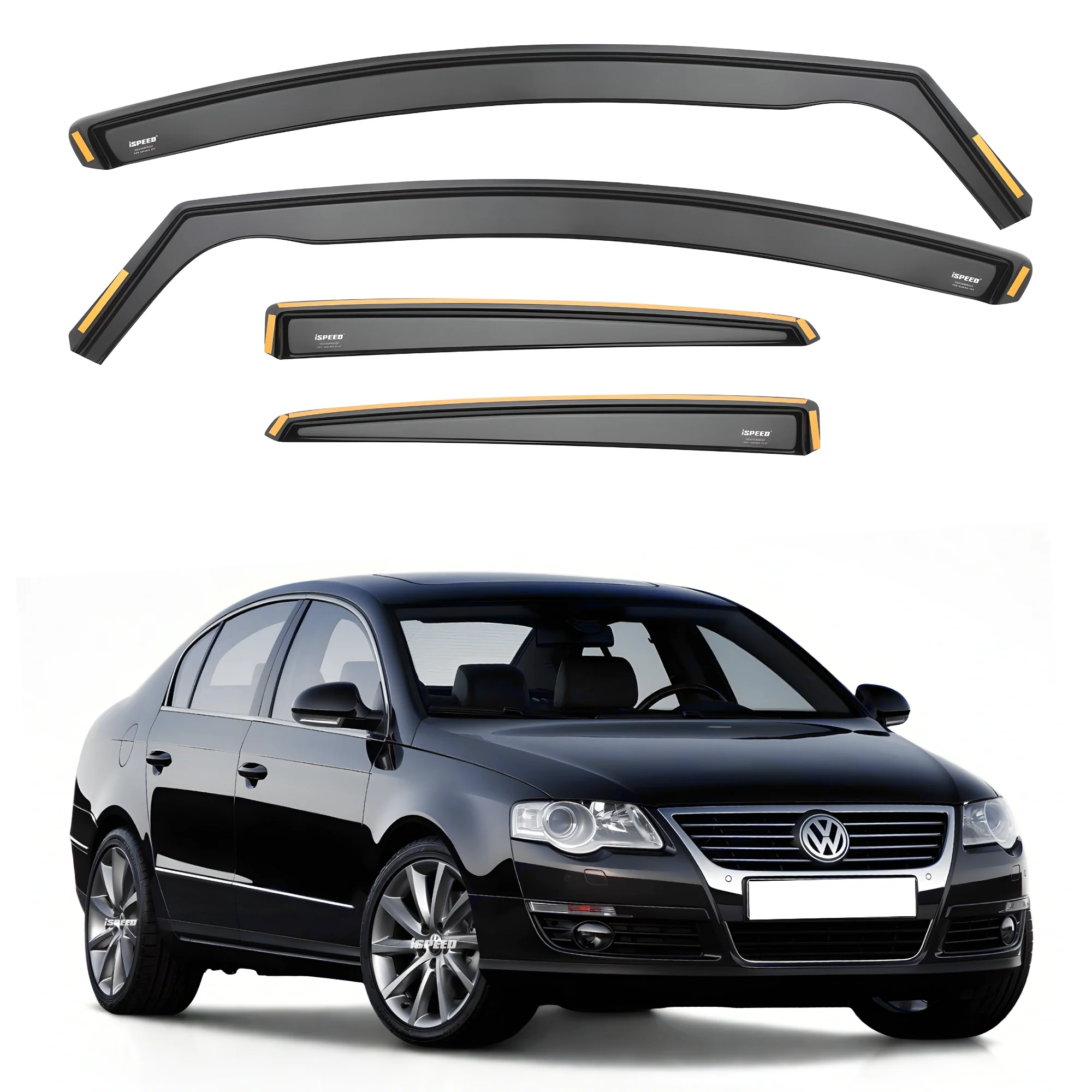VW Passat B6/B7 2005-2014 4-Door Saloon Wind Deflectors 4pc Set - Image 2