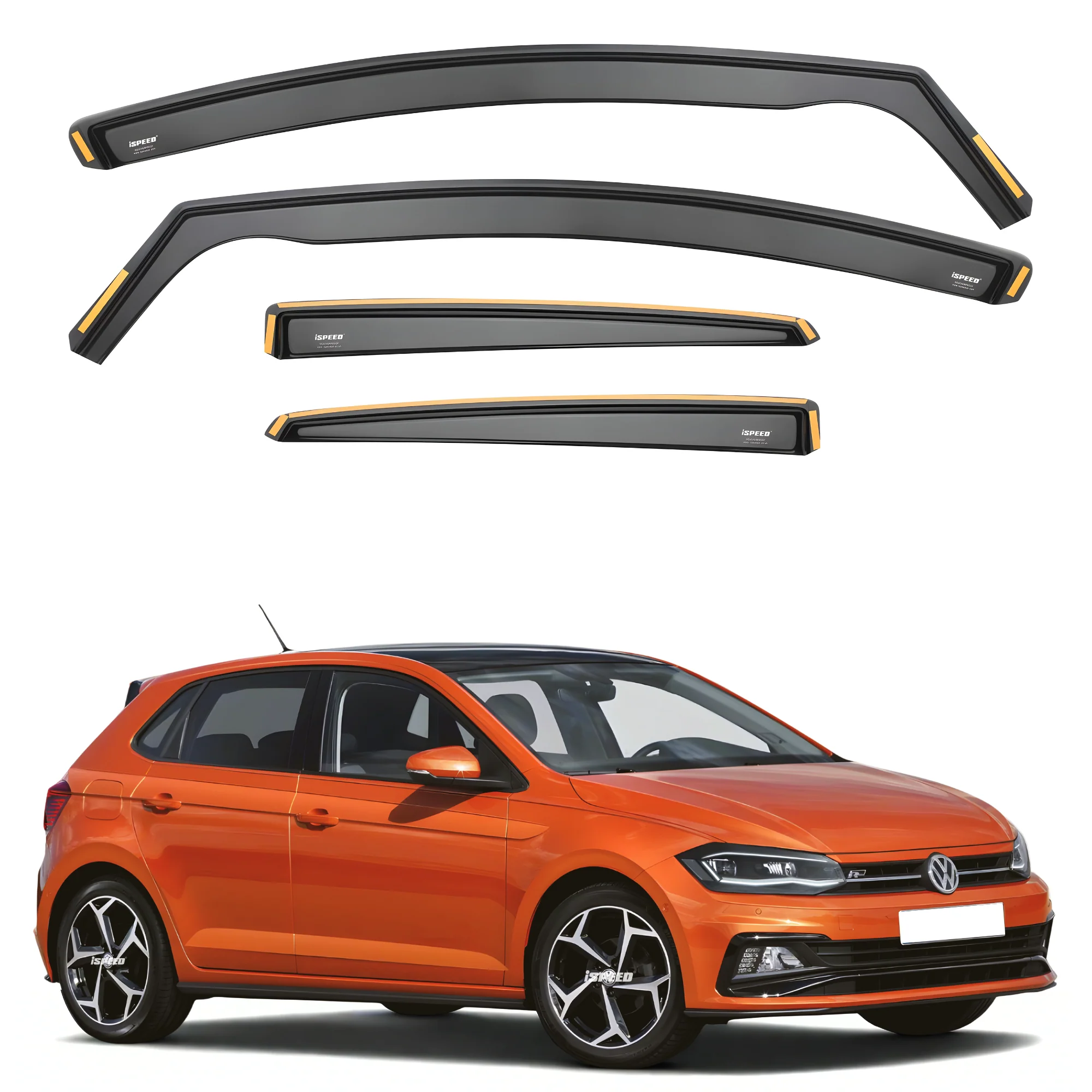 VW Polo MK6 2017-2025 5-Door Hatchback Wind Deflectors 4pc Set - Image 2