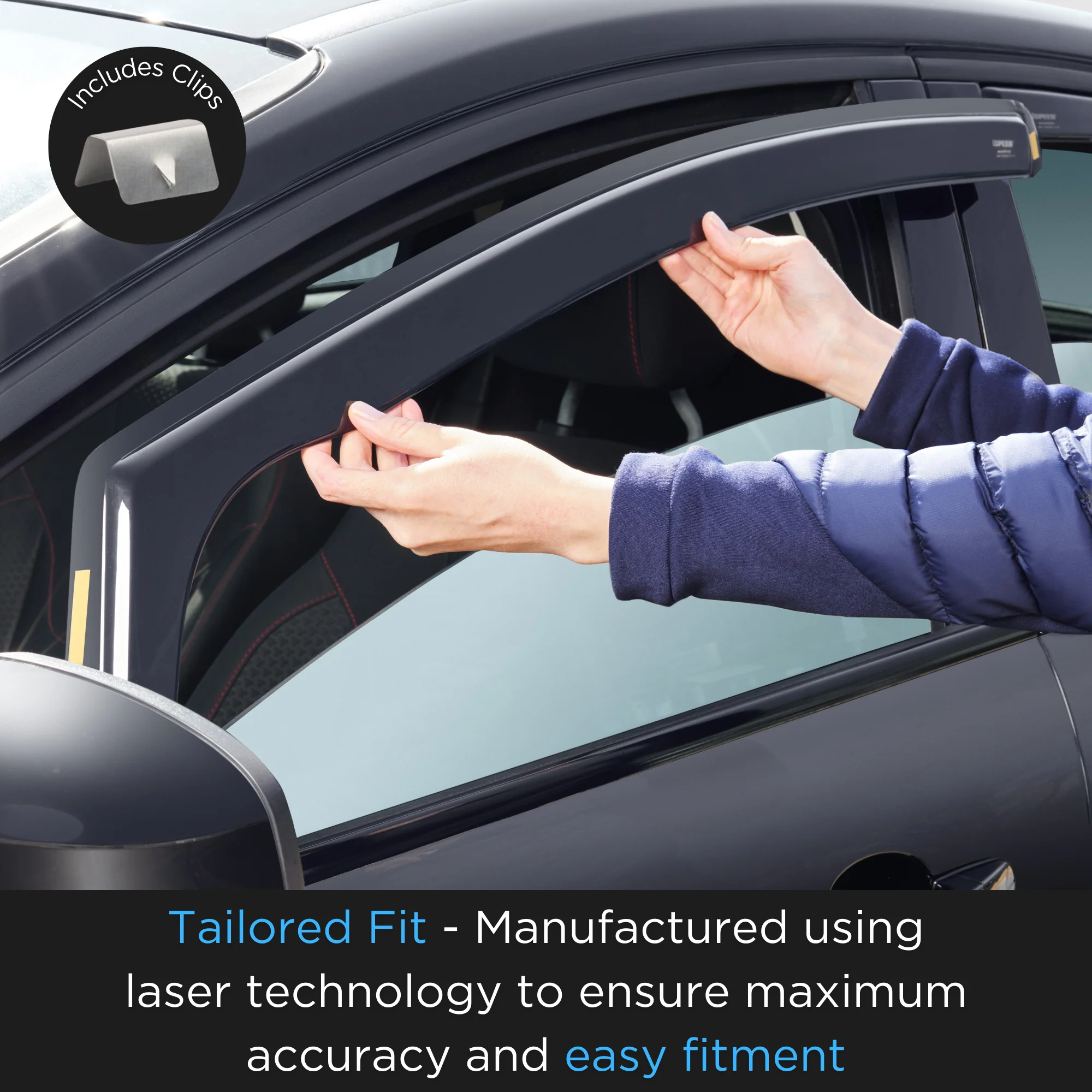 VW Polo MK4 2001-2009 3-Door Hatchback Wind Deflectors 2pc Set - Image 4